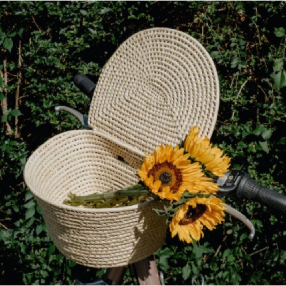 Bicycle Basket Handmade w palm leaves w-adjustable straps 12"wide x 7"deep